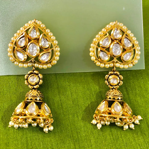 GOLD PLATED KUNDAN PREMIUM EARRINGS