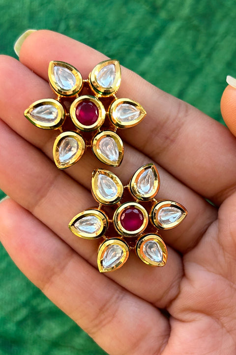 Designer Kundan Gold Plated Studs (E792)