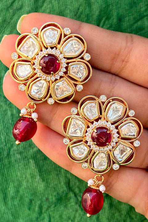 Designer Kundan Gold Plated Studs (E800)