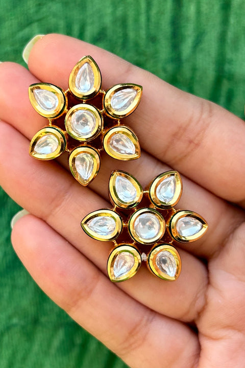 Designer Kundan Gold Plated Studs (E792)