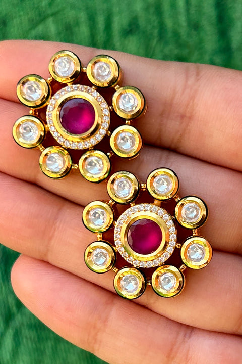 Designer Kundan Gold Plated Studs (E794)