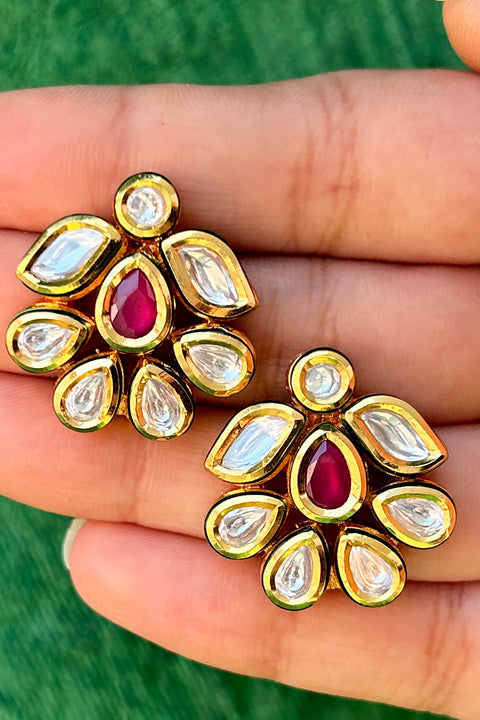 Designer Kundan Gold Plated Studs (E780)