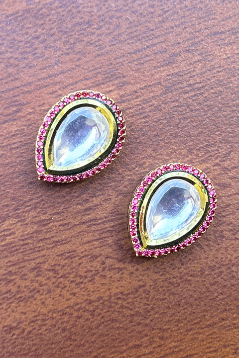 Designer Kundan Gold Plated Studs (E781)