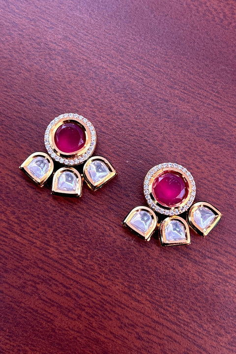 Designer Kundan Gold Plated Studs (E791)