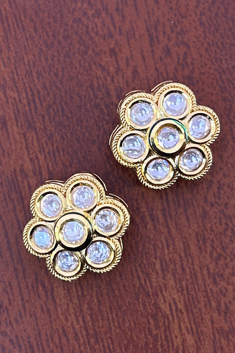 Designer Kundan Gold Plated Studs (E782)