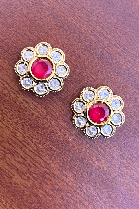 Designer Kundan Gold Plated Studs (E799)