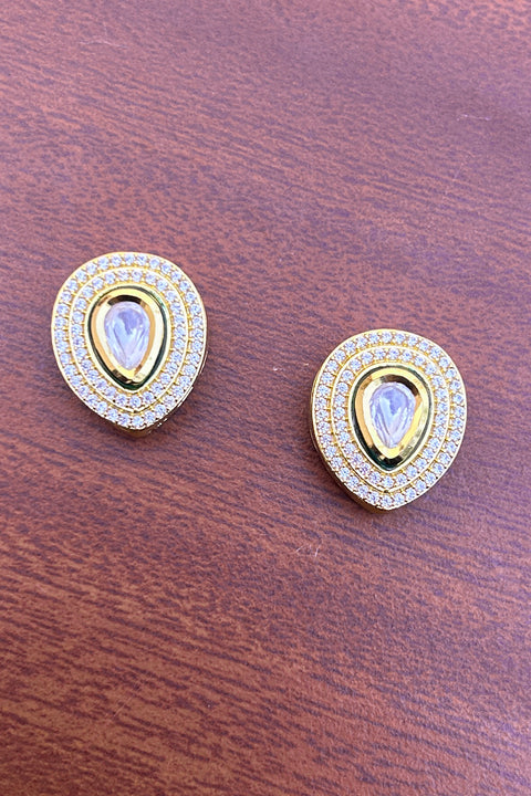 Designer Kundan Gold Plated Studs (E788)