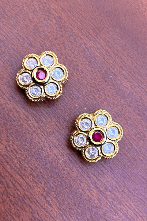 Designer Kundan Gold Plated Studs (E782)