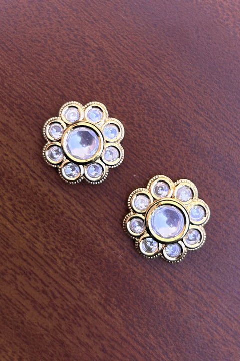 Designer Kundan Gold Plated Studs (E799)