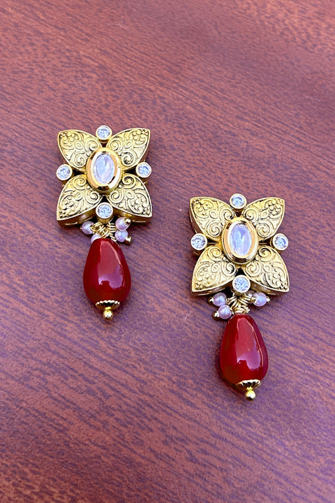 Designer Kundan Gold Plated Studs (E785)