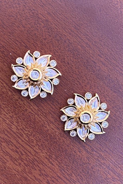 Designer Kundan Gold Plated Studs (E789)