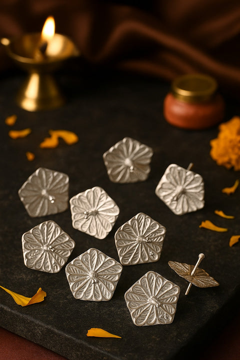 Exquisite 925 Silver Flowers Ideal for Temple & Home Pooja (D8)