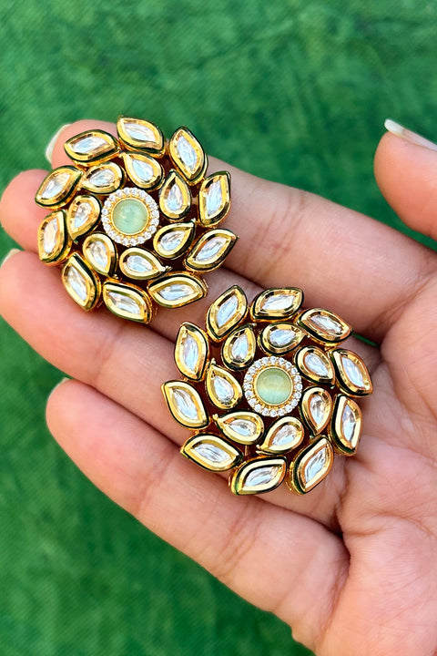 Designer Kundan Gold Plated Studs (E823)