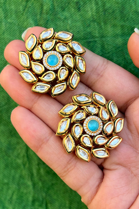 Designer Kundan Gold Plated Studs (E823)