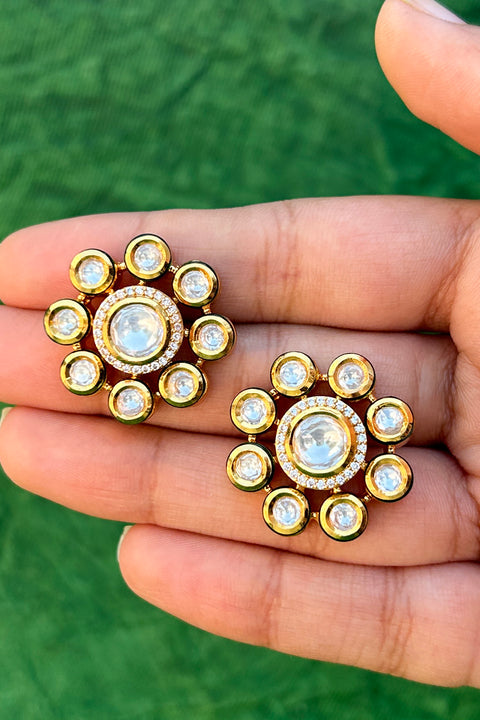 Designer Kundan Gold Plated Studs (E794)