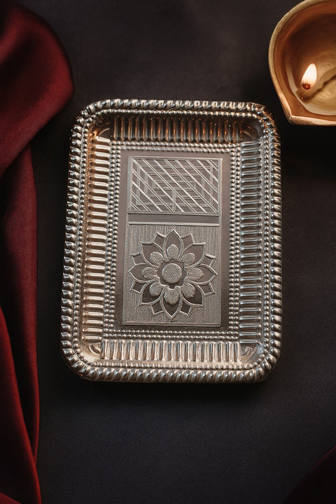 925 Solid Silver 4.1"x3.1" Dimension Designer Plate (Design 47)