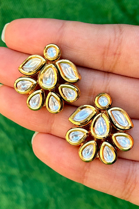 Designer Kundan Gold Plated Studs (E780)