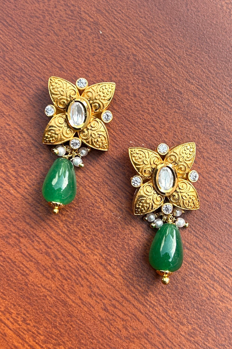 Designer Kundan Gold Plated Studs (E785)