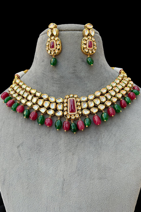 Designer Royal Kundan Necklace with Earrings (D597)