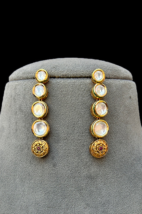 Designer Gold Plated Royal Kundan Necklace With Earrings (D910)