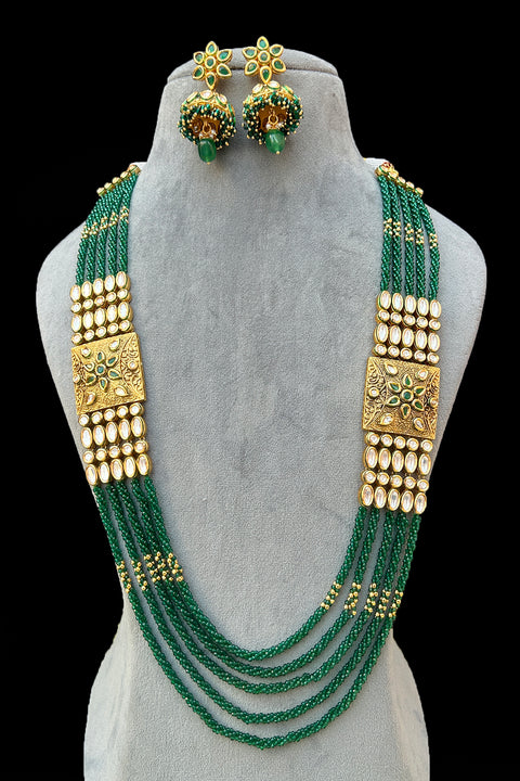 Designer Royal Kundan & Beads Long Necklace with Earrings (D917)