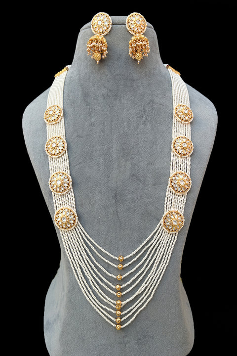 Designer Royal Kundan & Beads Long Necklace with Earrings (D916)