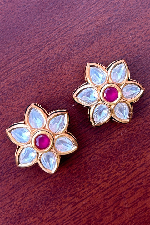 Designer Kundan Gold Plated Studs (E825)