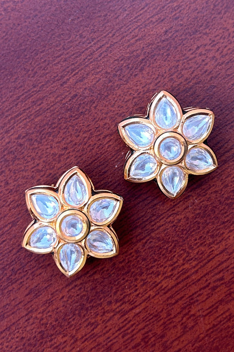 Designer Kundan Gold Plated Studs (E825)