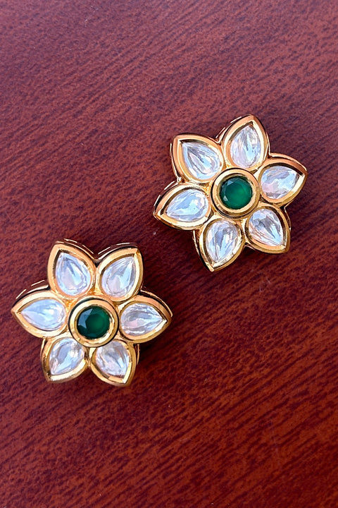 Designer Kundan Gold Plated Studs (E825)