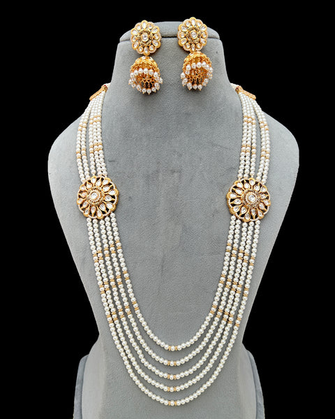 Designer Royal Kundan & Beads Long Necklace with Earrings (D752)