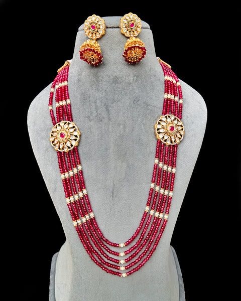 Designer Royal Kundan & Beads Long Necklace with Earrings (D752)