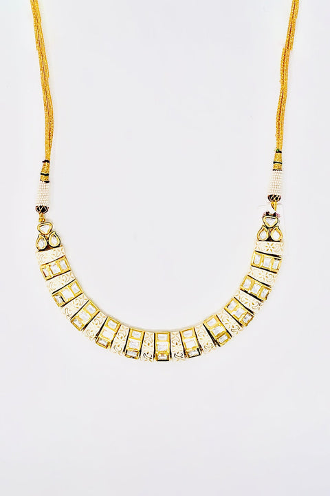 Designer Gold Plated Kundan Necklace Set (D215)