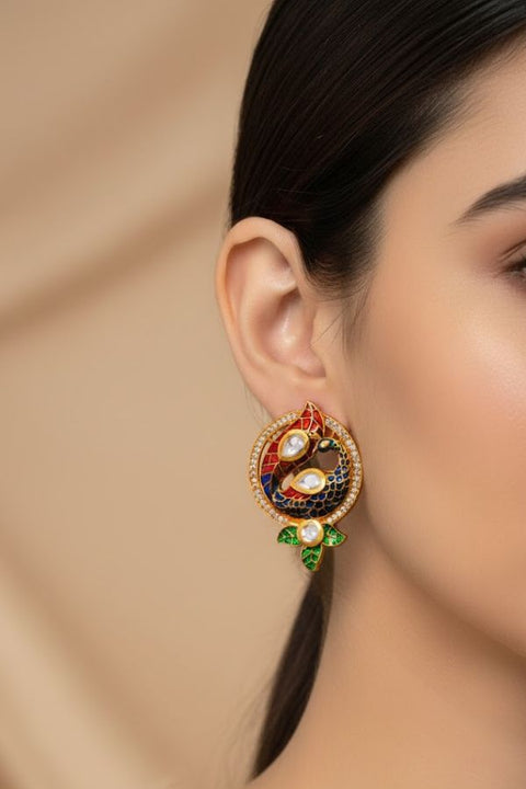 Kundan Gold Plated Studs (E 393)