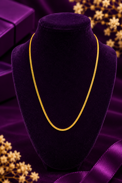 22KT Gold Elegant Minimalist Unisex Chain for Men & Women (D160)