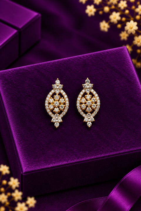 18k Marquise Shaped Diamond Studs (D30)