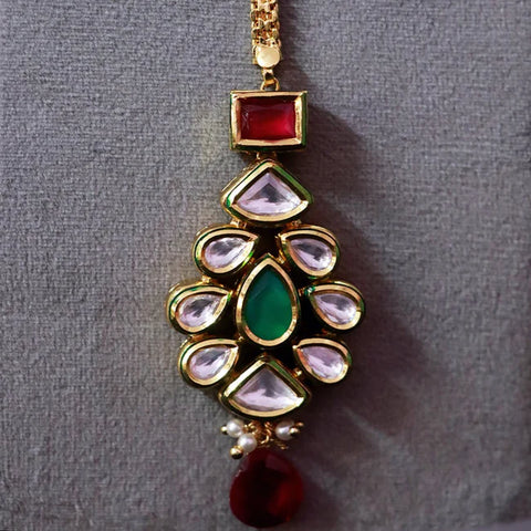 Designer Gold Plated Royal Kundan Maangtikka (D76)