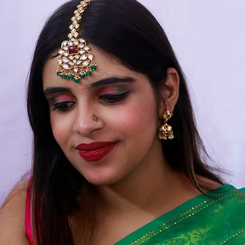 Designer Gold Plated Royal Kundan Maang Tikka (D83)