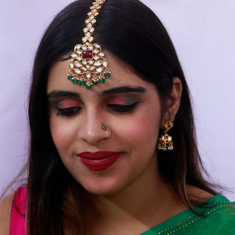 Designer Gold Plated Royal Kundan Maang Tikka (D83)