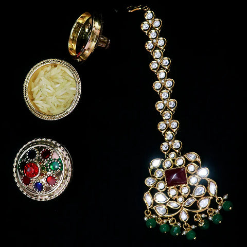 Designer Gold Plated Royal Kundan Maang Tikka (D83)