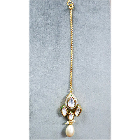 Designer Gold Plated Royal Kundan Maangtikka (D48)