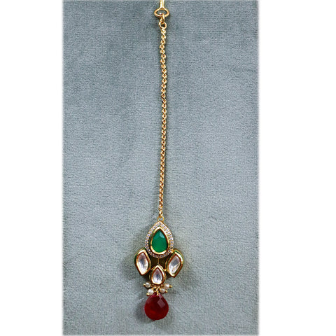 Designer Gold Plated Royal Kundan Maangtikka (D48)