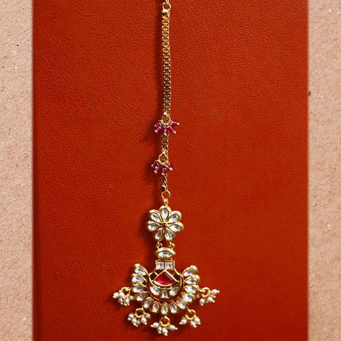 Designer Gold Plated Royal Kundan Maangtikka (D53)