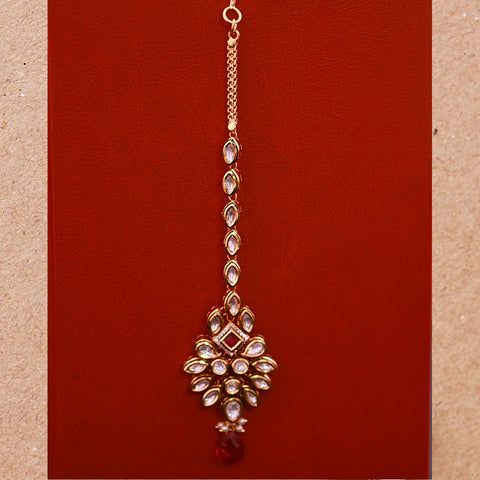 Designer Gold Plated Royal Kundan Maangtikka (D58)
