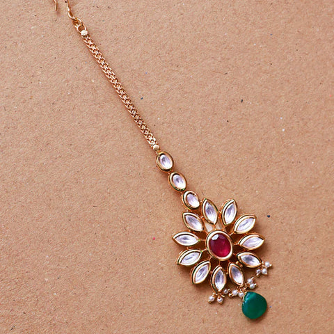 Designer Gold Plated Royal Kundan Maangtikka (D72)