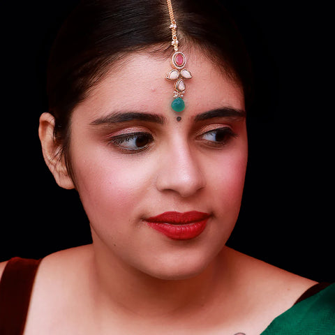 Designer Gold Plated Royal Kundan Maangtikka (D60)