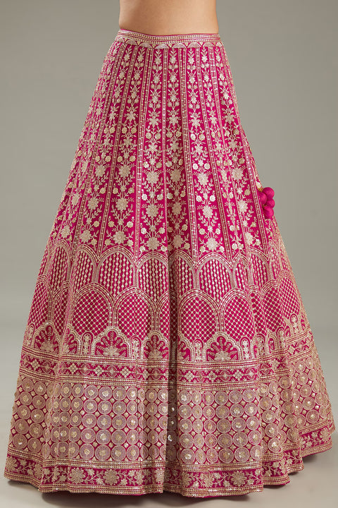 Magenta Color Sequins Embroidered Georgette Lehenga Set (D373)
