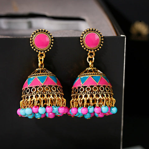 Golden Oxidized Traditional Jhumki Earrings