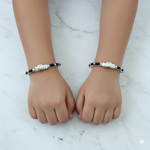 925 Silver Designer Unisex Baby Bangle Set (Design 139)