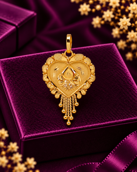 22 KT Designer Gold Heart Shaped Pendant (D134)