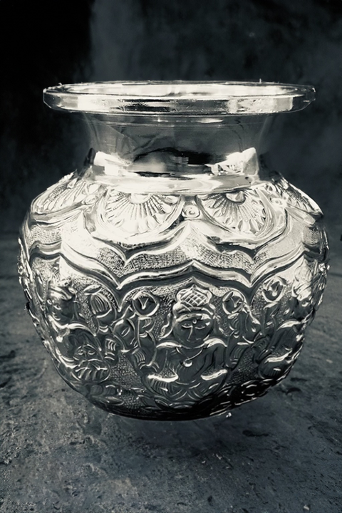 925 Solid Silver Designer Asht Lakshmi Kalash (Design 2)